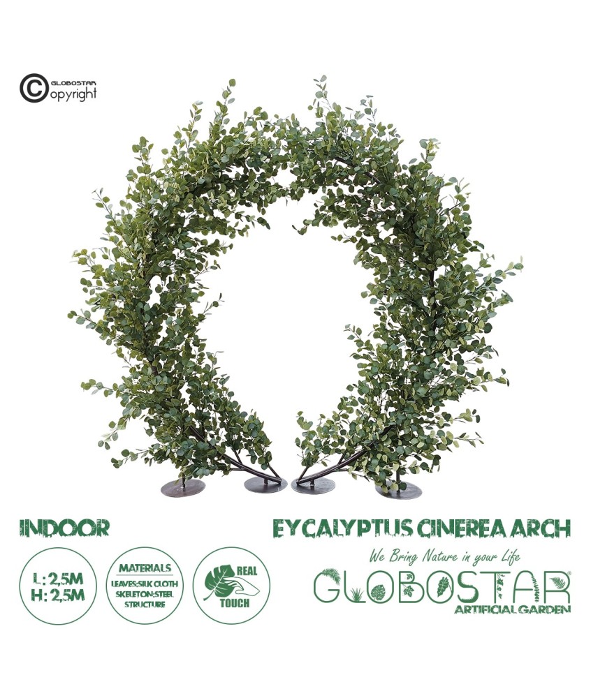 GloboStar® Artificial Garden EYCALYPTUS CINEREA ARCH 20434 Τεχνητή Διακοσμητική Αψίδα Ευκάλυπτου Μ250cm x Υ250cm